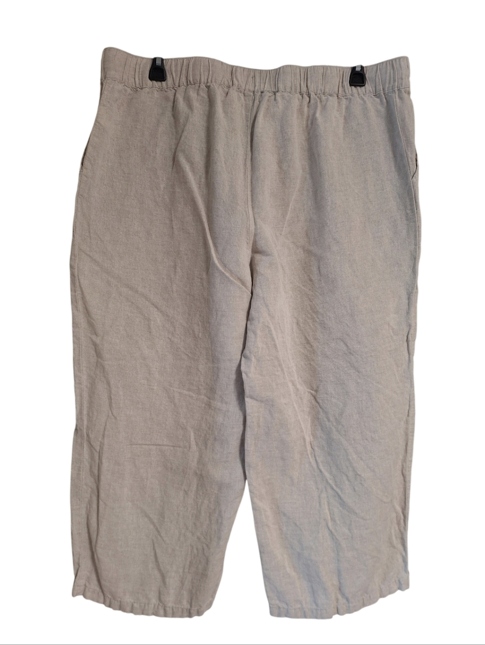 NEW Liz Clayborne Linen Cotton Capri Pants Light Beige Drawstring & Pockets - Picture 2 of 4